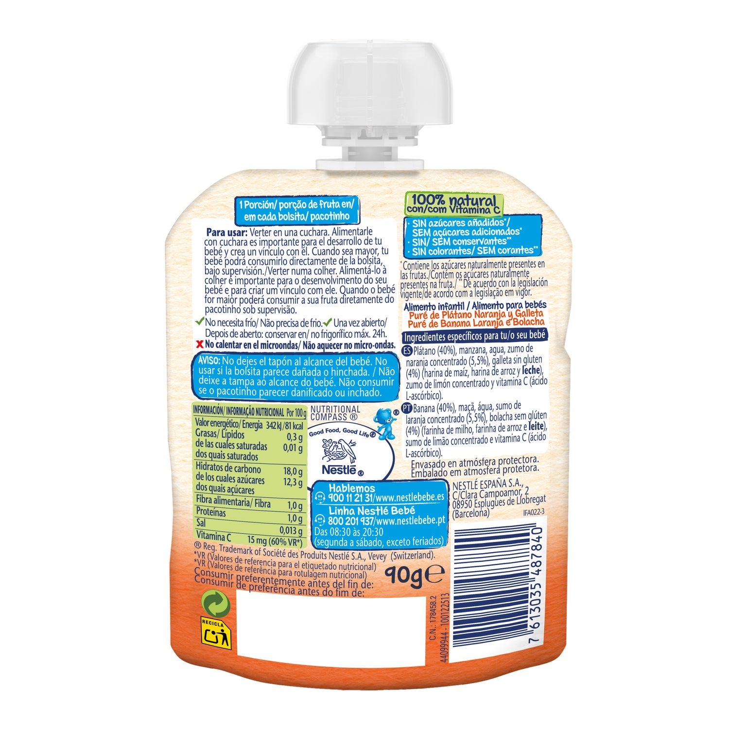 Nestle NaturNes Plátano Naraja Galleta 6ml 90gr