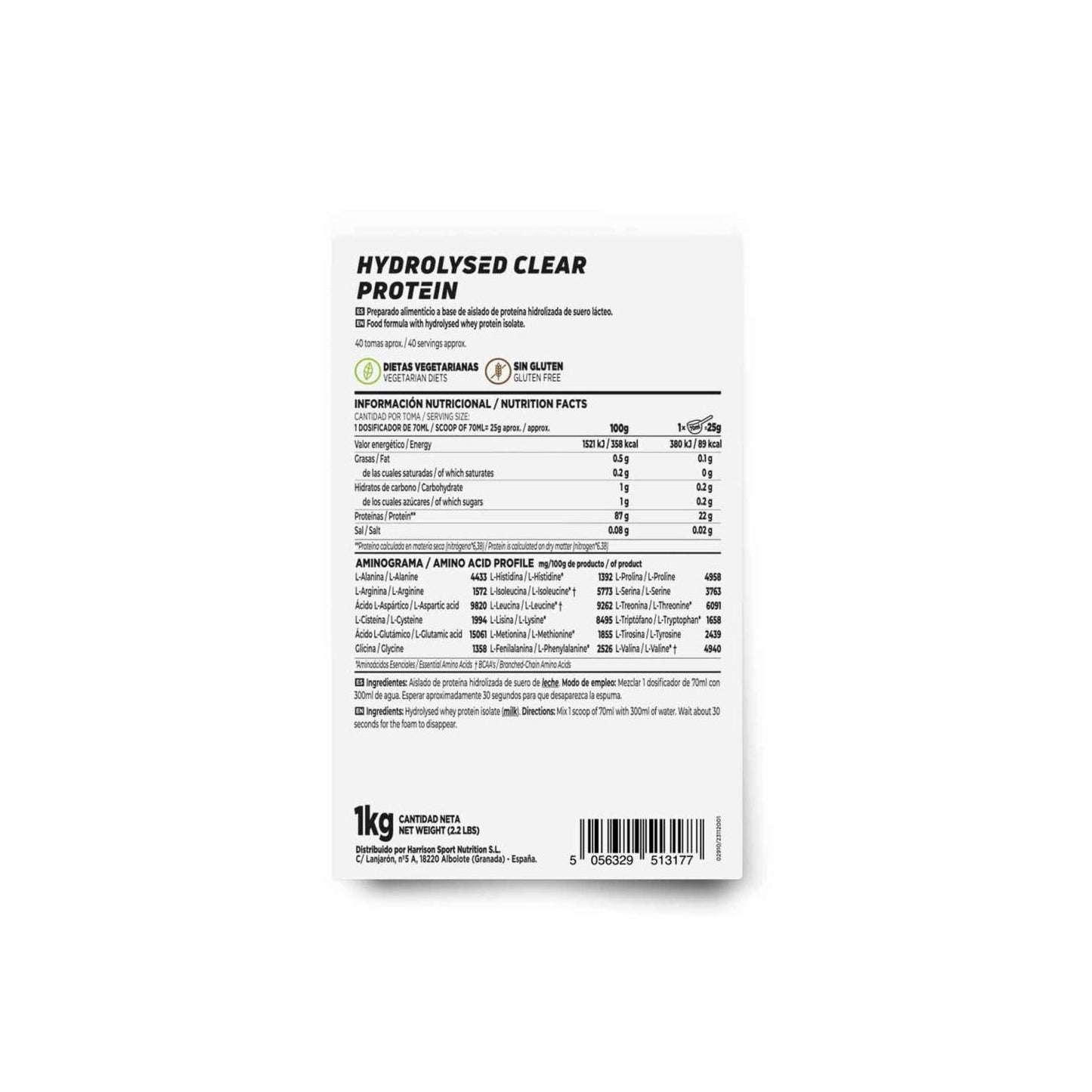HSN Aislado de Proteína Hidrolizada Clear Whey 1kg