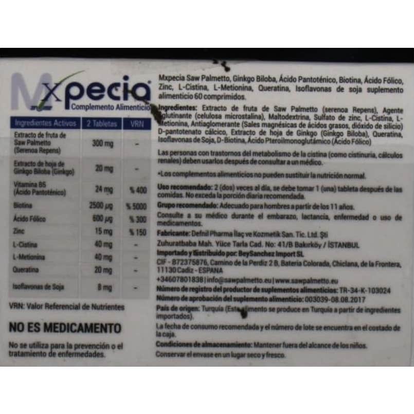Xpecia Tablet New Formula Hair Hombres 3x60 Tabletas