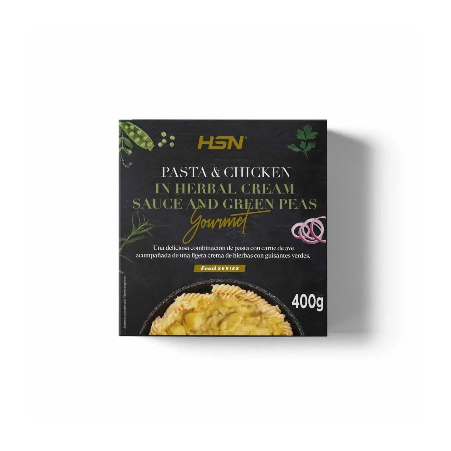HSN Plato Preparado Estilo Gourmet Pasta con Pollo en Salsa de Crema de Hierbas y Guisantes Verdes 400 g