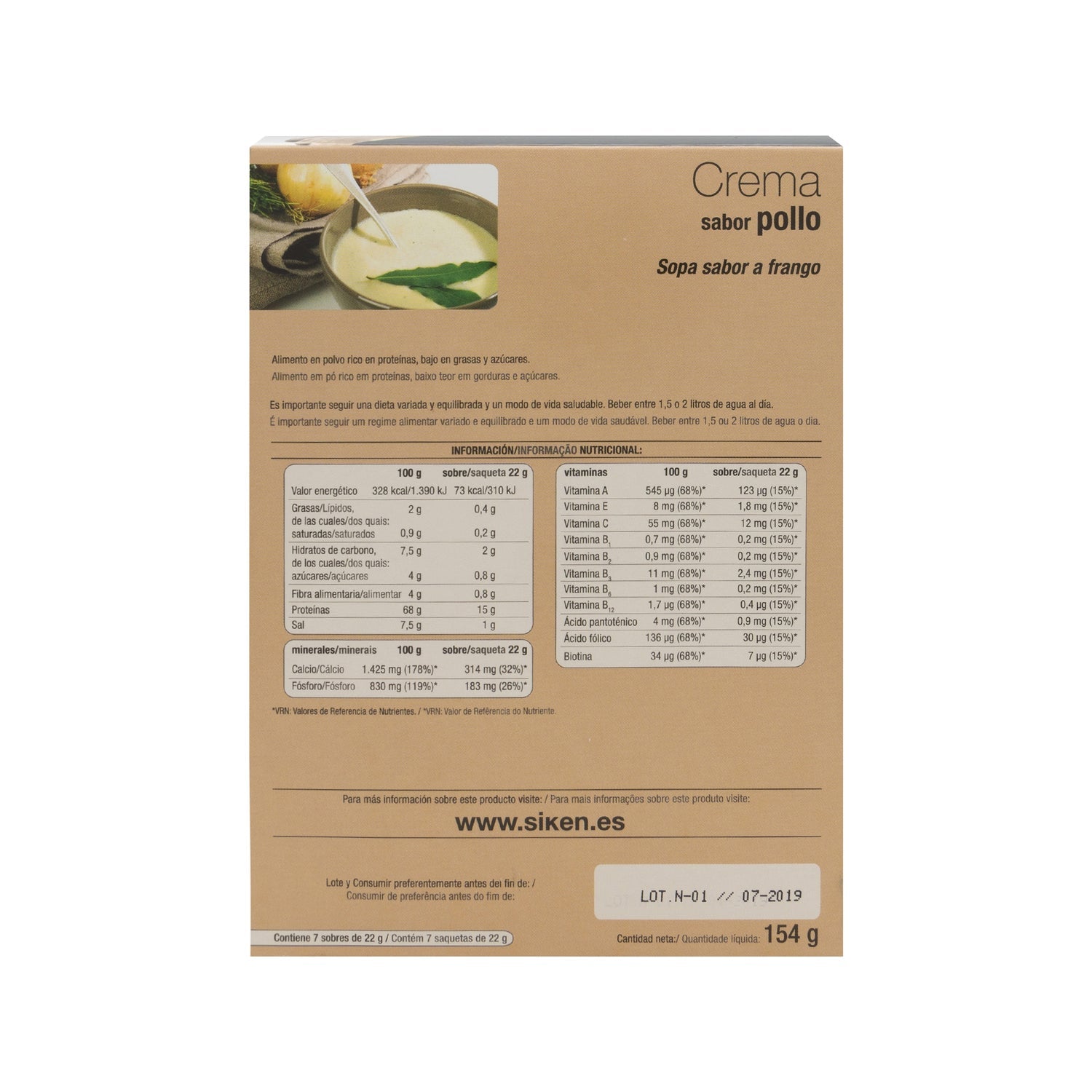 Siken Diet crema de pollo 7 sobres