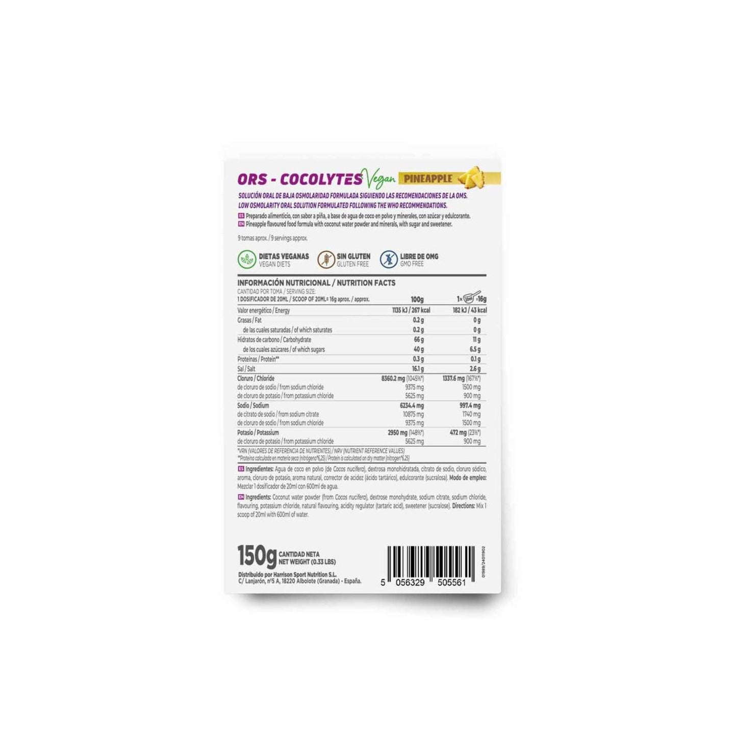 HSN ORS Cocolytes Agua de Coco + Electrolitos en Polvo Piña 150g