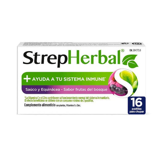 StrepHerbal Saúco y Equinácea Sabor Frutas del Bosque 16comp
