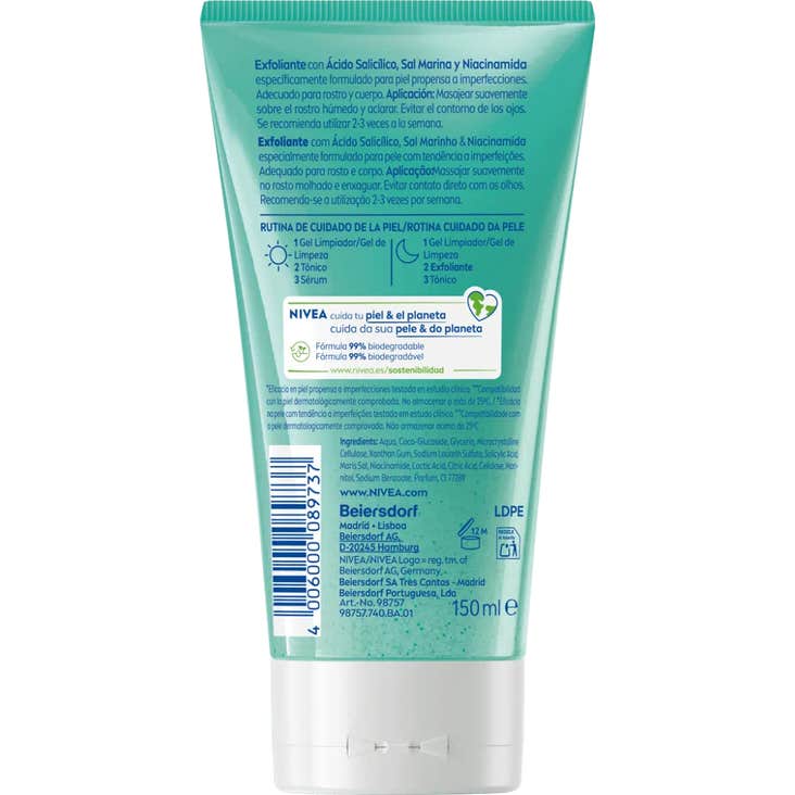 Nivea Derma Skin Clear Exfoliante 150 ml