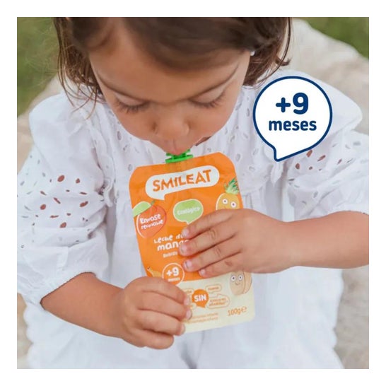 Smileat Pouch Ecológico de Leche de Almendras Mango y Piña 100g