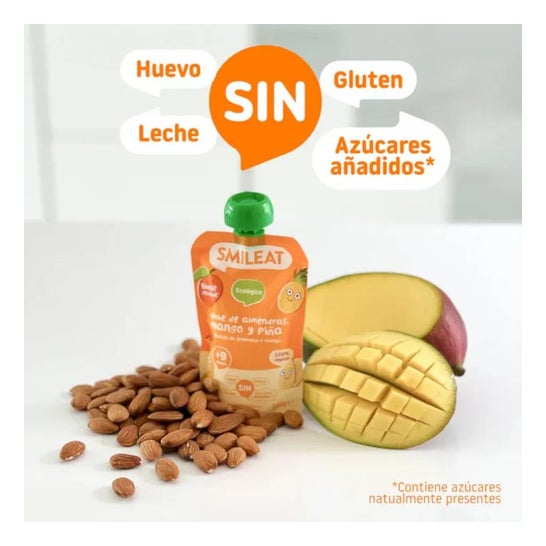 Smileat Pouch Ecológico de Leche de Almendras Mango y Piña 100g