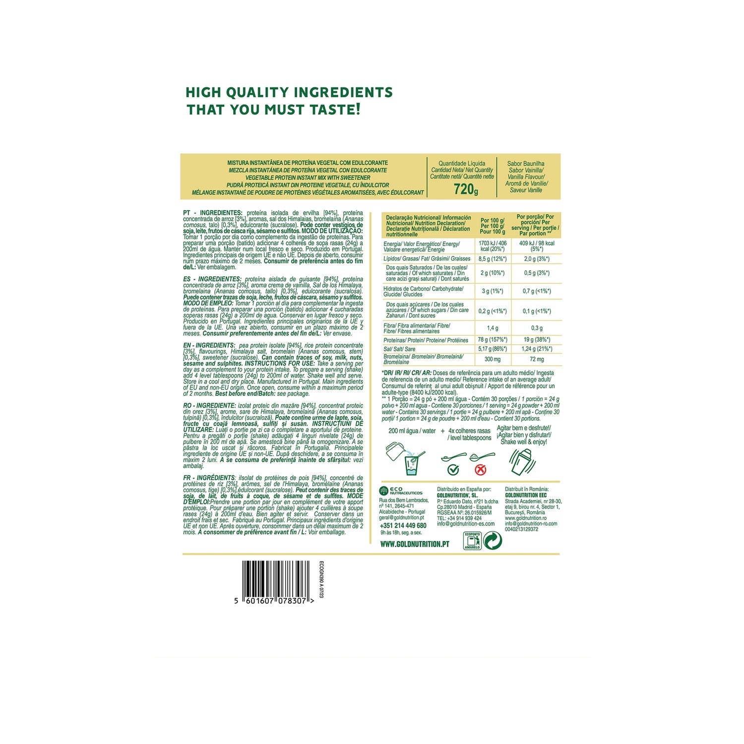 Gold Nutrition V-Protein Vainilla 720gr