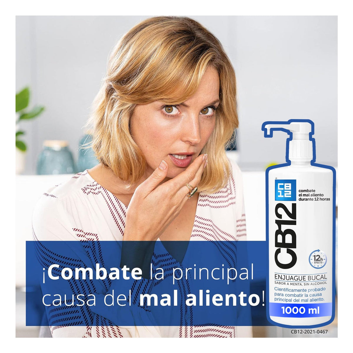 CB12 Enjuague Bucal para Mal Aliento Menta 1000 ml