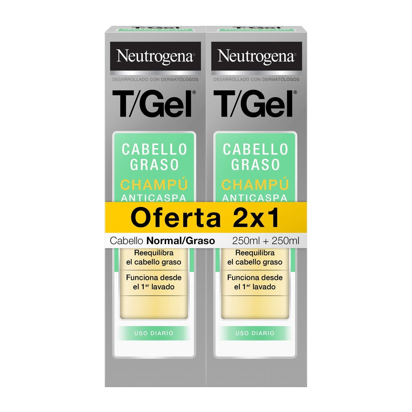 Neutrogena® T/Gel Champú Anticaspa Cabello Graso 2x250ml