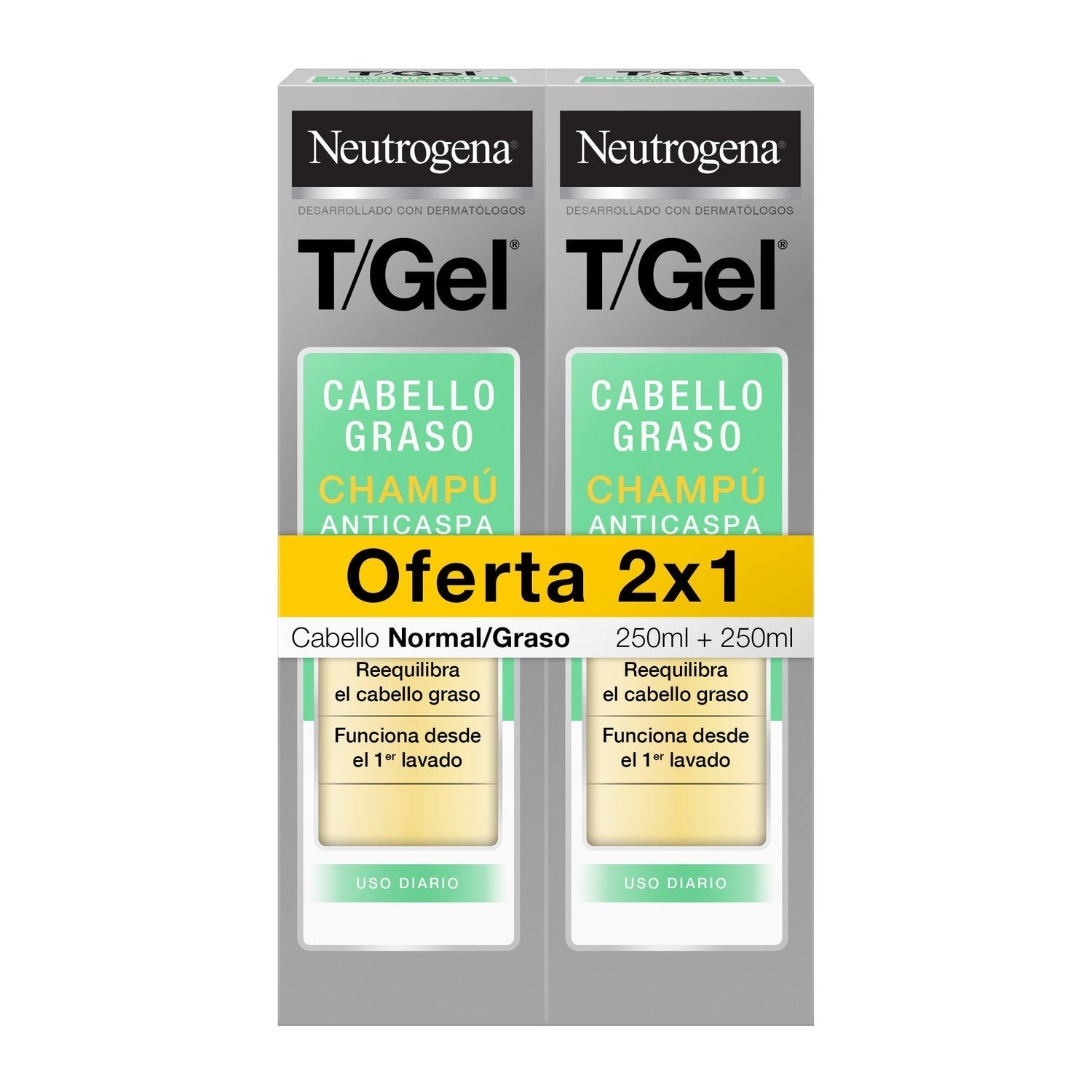 Neutrogena® T/Gel Champú Anticaspa Cabello Graso 2x250ml
