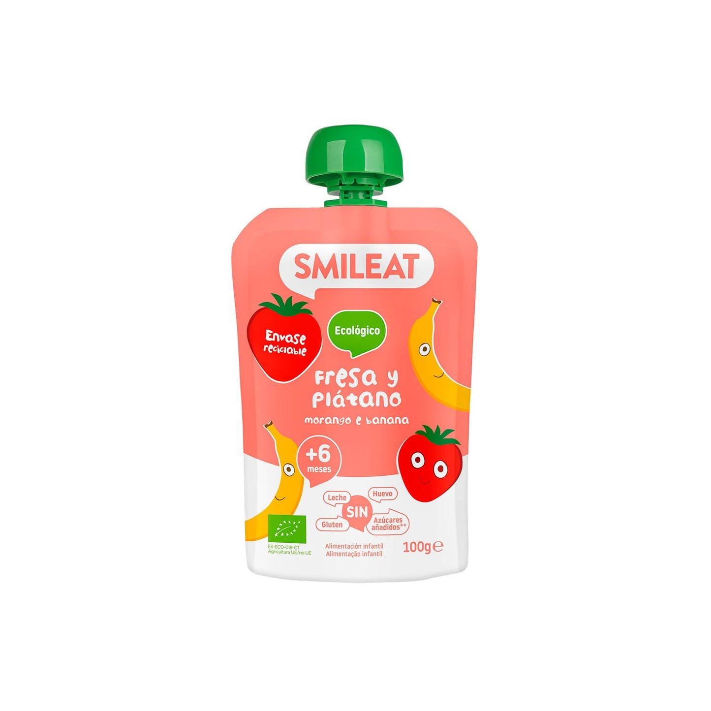 Smileat Pouch Ecológico de Fresa y Plátano 100g