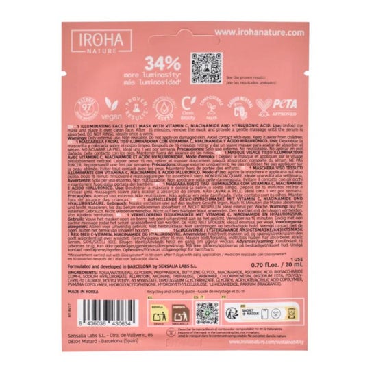 Iroha Nature Mascarilla Iluminadora e Hidratante Vitamina C 20ml