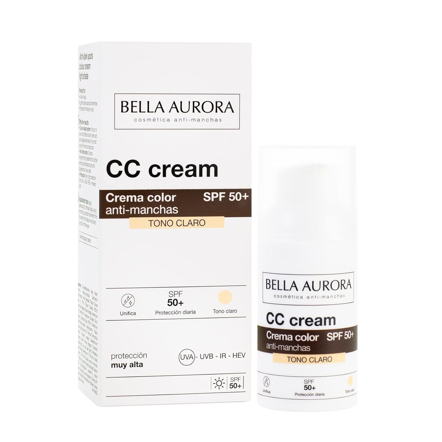 Bella Aurora CC Cream Crema Color Anti-Manchas SPF50+ Tono Claro 30ml