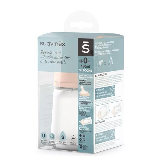 Suavinex Biberón Zero Zero Anticólico Flujo Lento 180ml 1ud