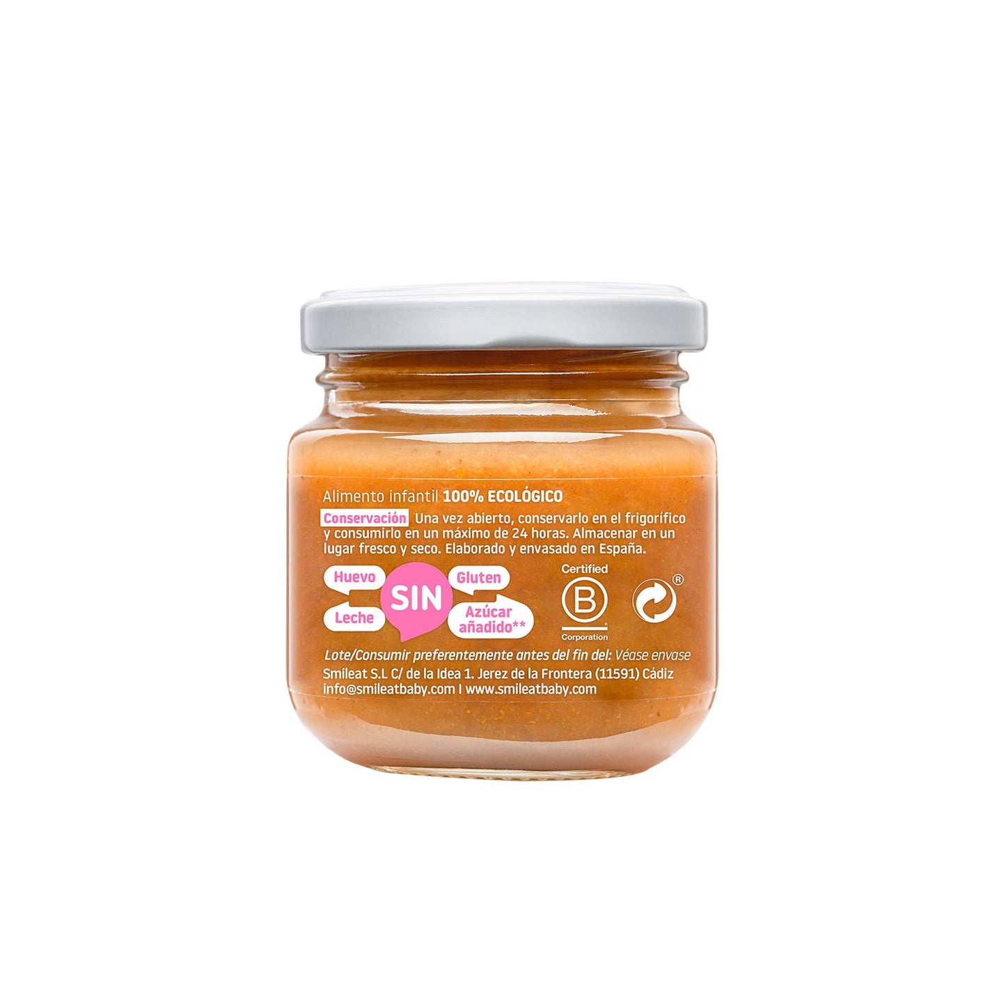 Smileat Tarrito Ecológico de Melocotón y Frambuesa 130g