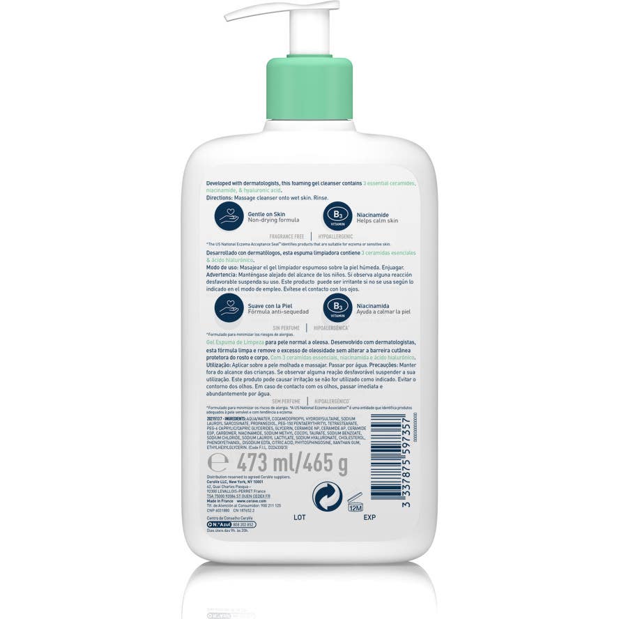 CeraVe Gel Limpiador Espumoso 473ml