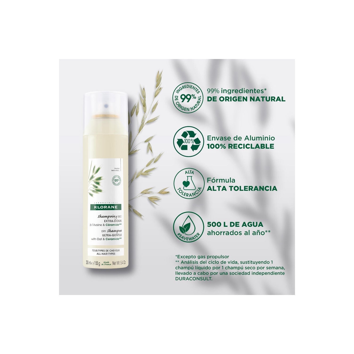 Klorane Champú Seco a la Leche de Avena 150ml