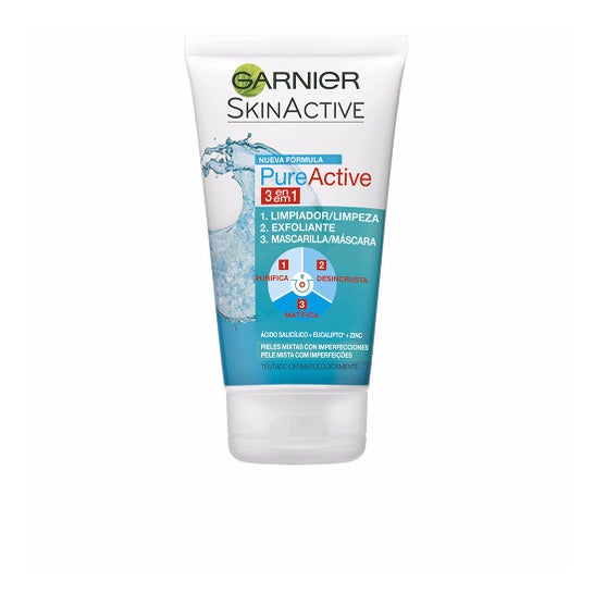Garnier Pure Active 3 En 1 Gel Limpiador Piel Grasa 150 ml