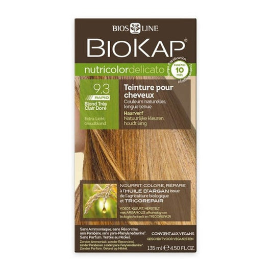 Biokap Delicato Rapid Tinte Nr 9,30 Rubio Muy Claro Dorado 135 ml
