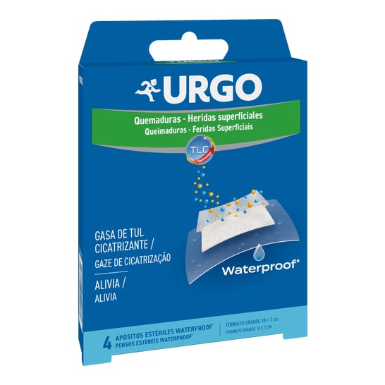 Urgo Quemaduras y Heridas Superficiales Waterproof 4 apósitos 10x7 cm