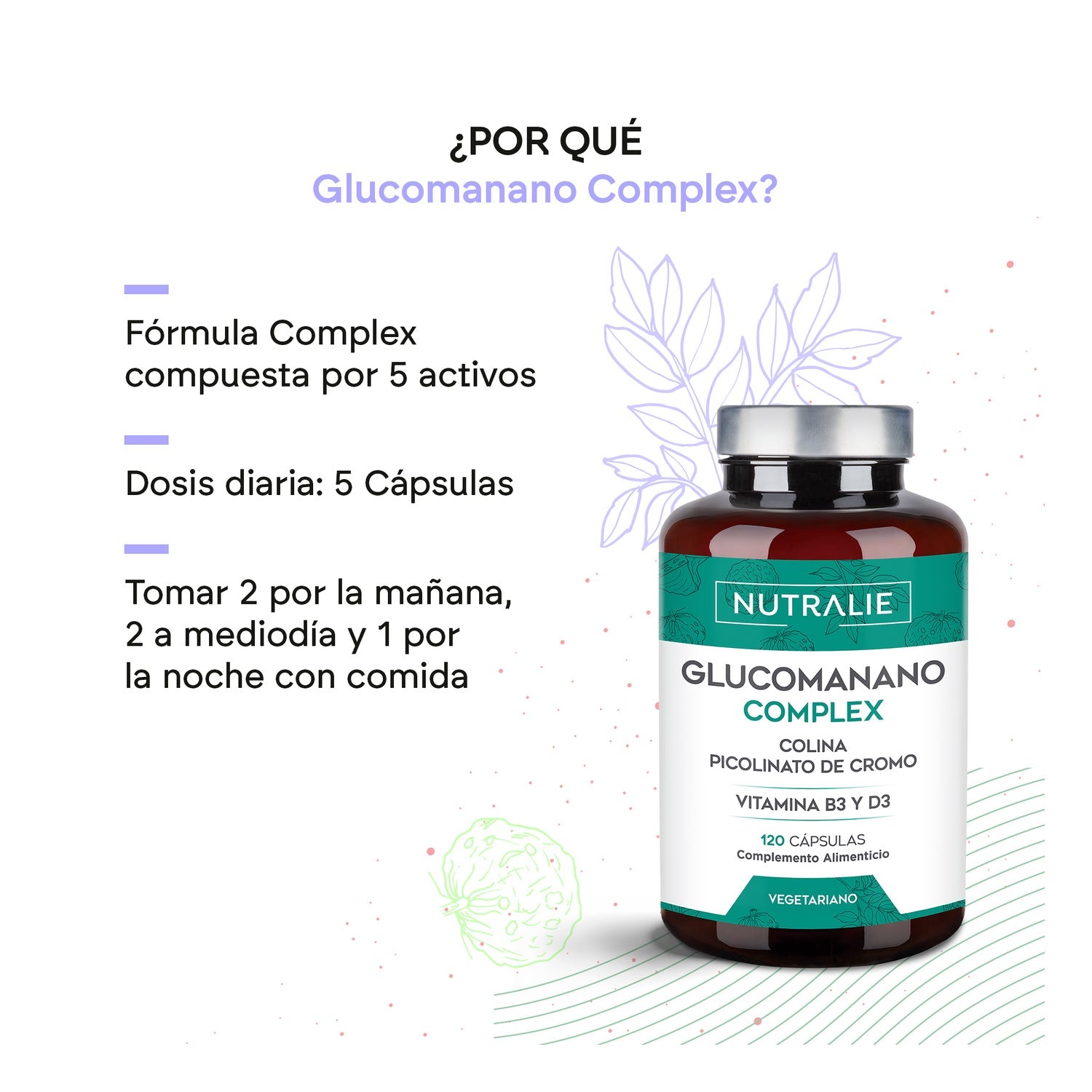 Nutralie Glucomanano + Colina + B3 + D3 Pérdida Peso 120caps
