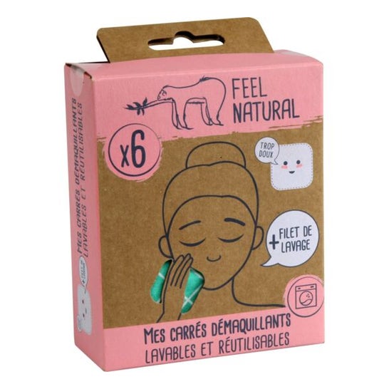 Feel Natural Mes Carrés Démaquillants Lavables & Réutilisables 6 uds