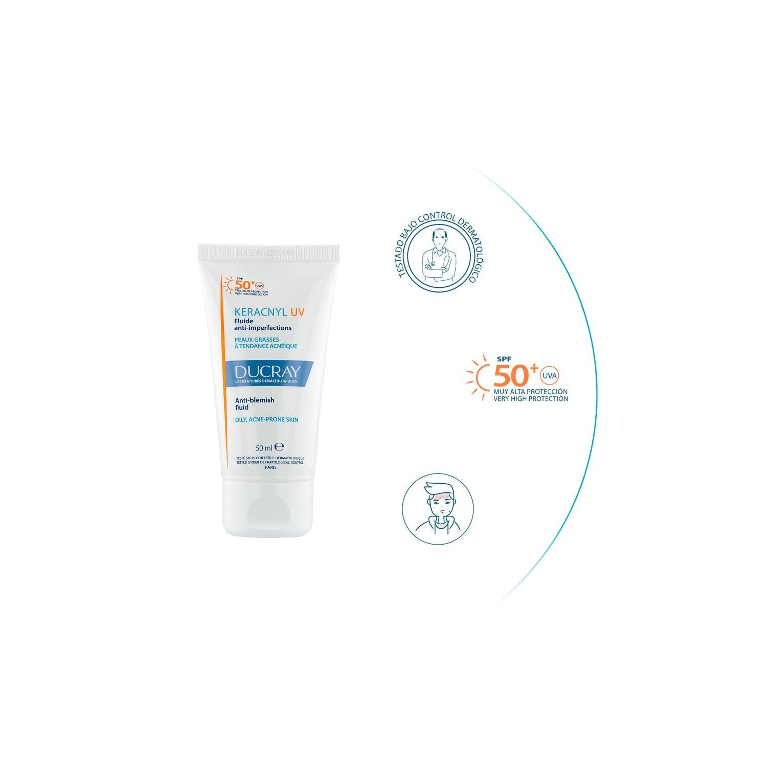 Ducray Keracnyl UV Fluido Antimperfecciones SPF50+ 50ml