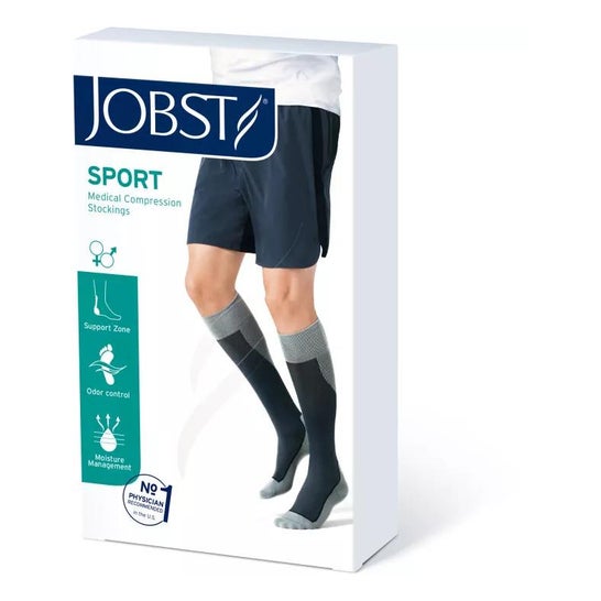 Jobst Sport Calcetín 20-30mmHg Blanco Gris Talla L 1 Par