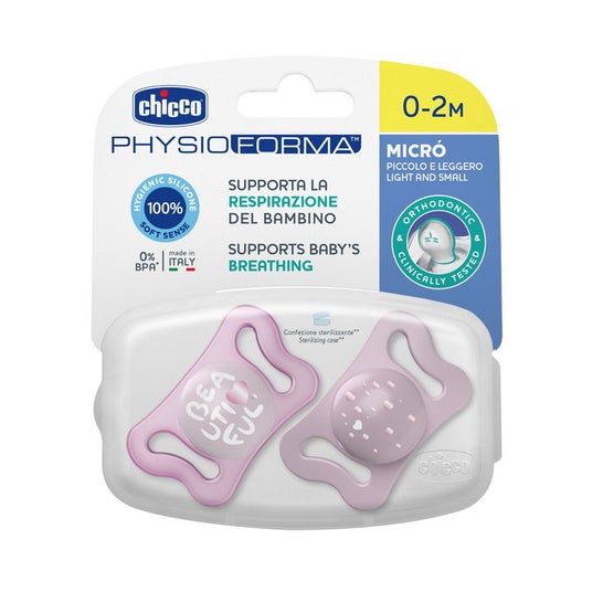 Chicco Chupete Silicona Physio Micro 0-2 M Rosa 2 uds