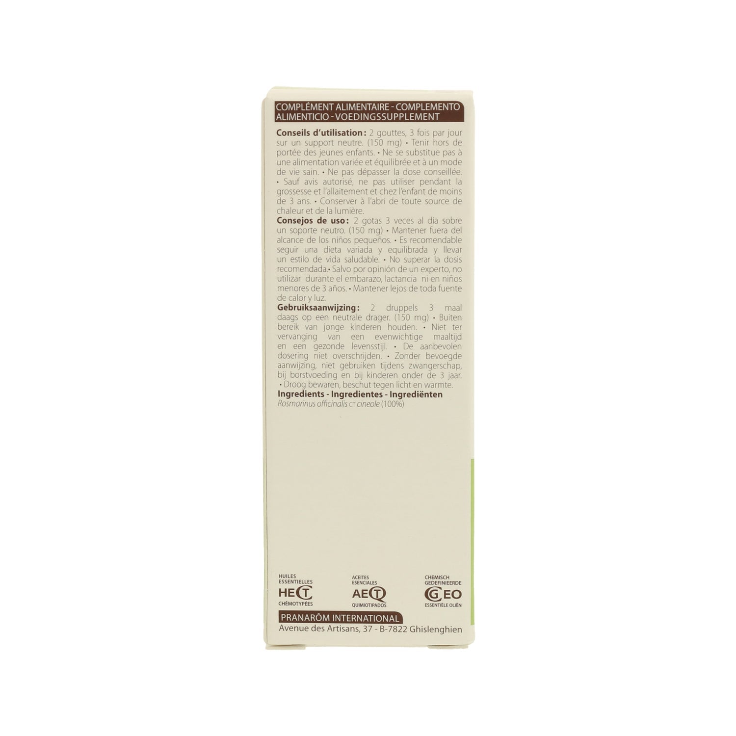 Pranarôm Aceite Esencial de Romero QT Cineol 10ml
