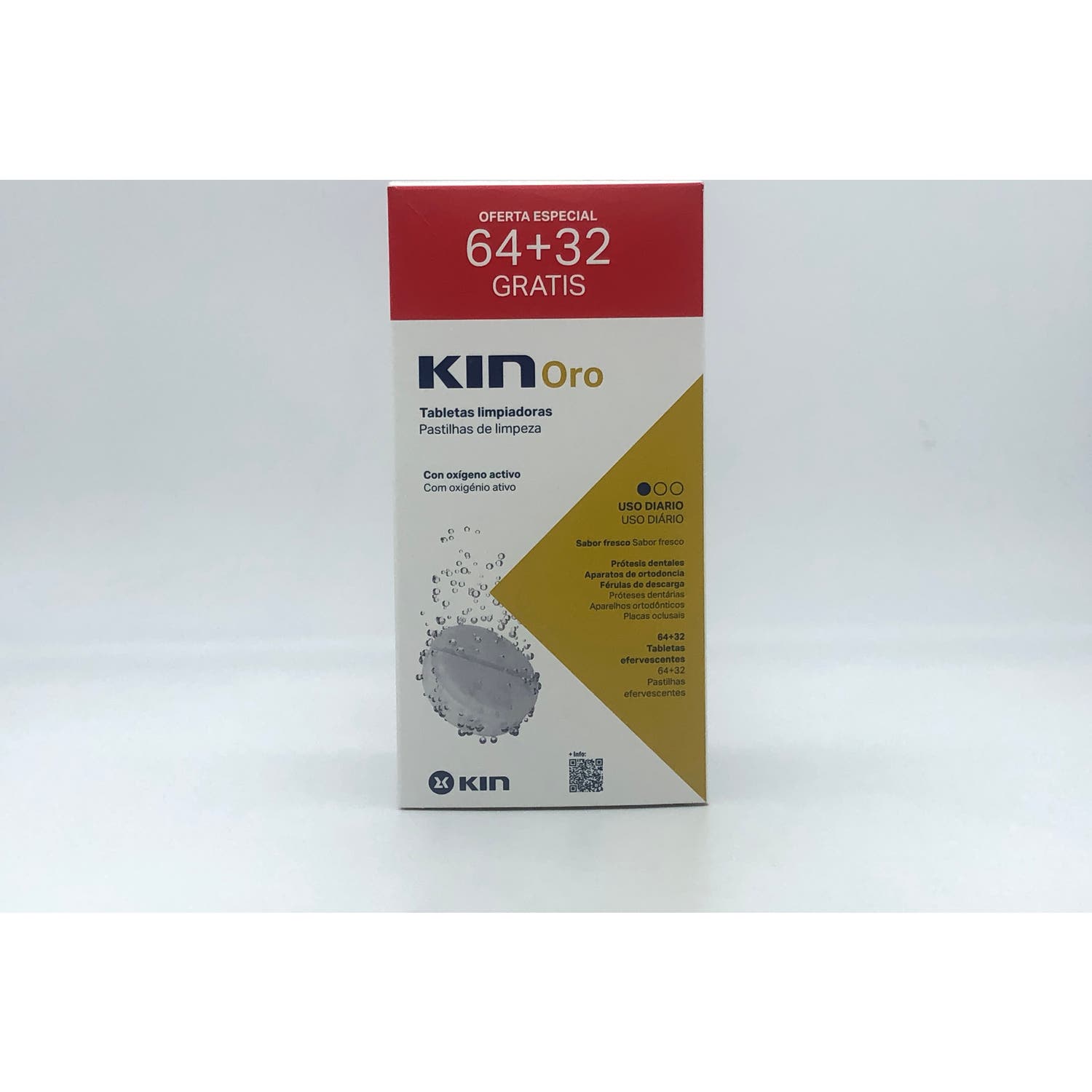 Kin Oro Tabletas Efervescentes Prótesis Dentales 64+32uds