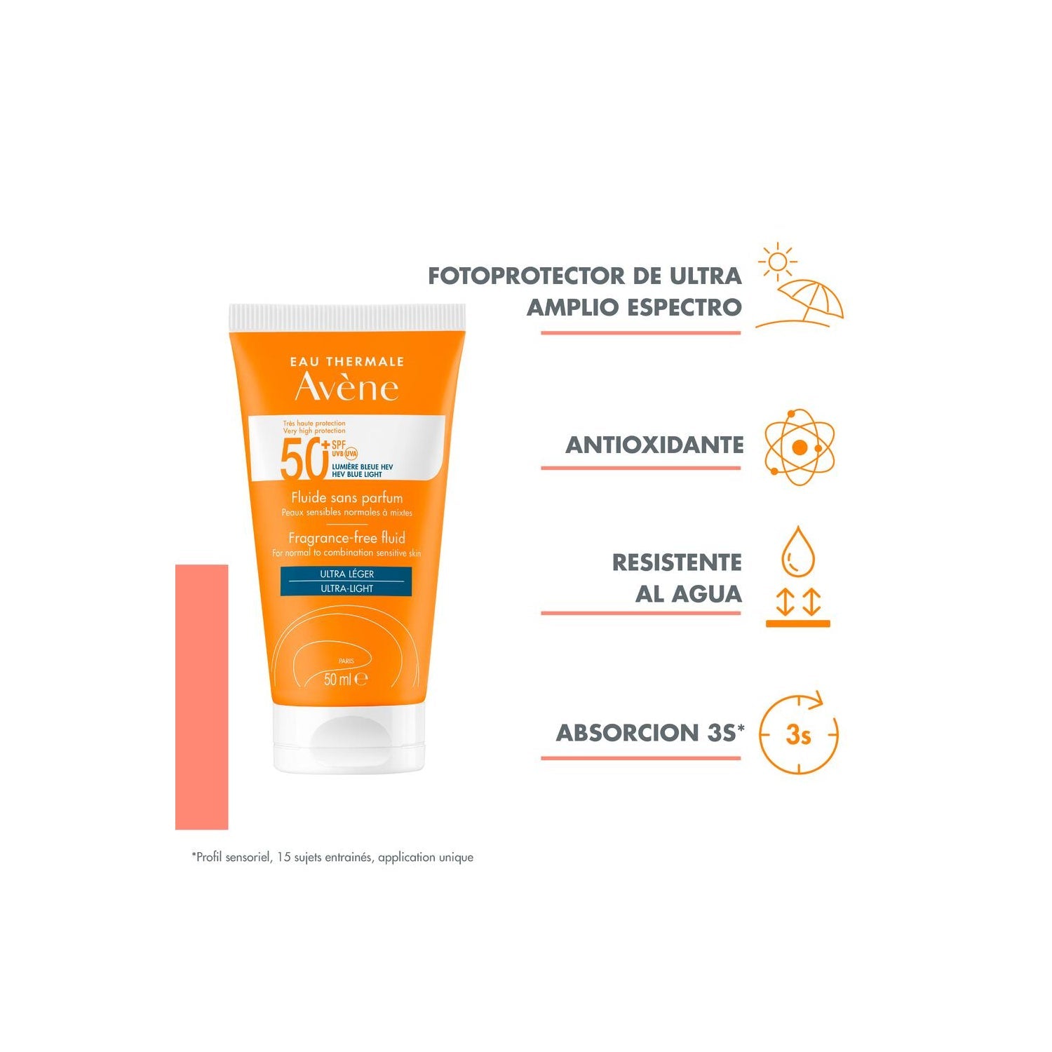 Avène Solar Fluido Sin perfume SPF50+ 50ml