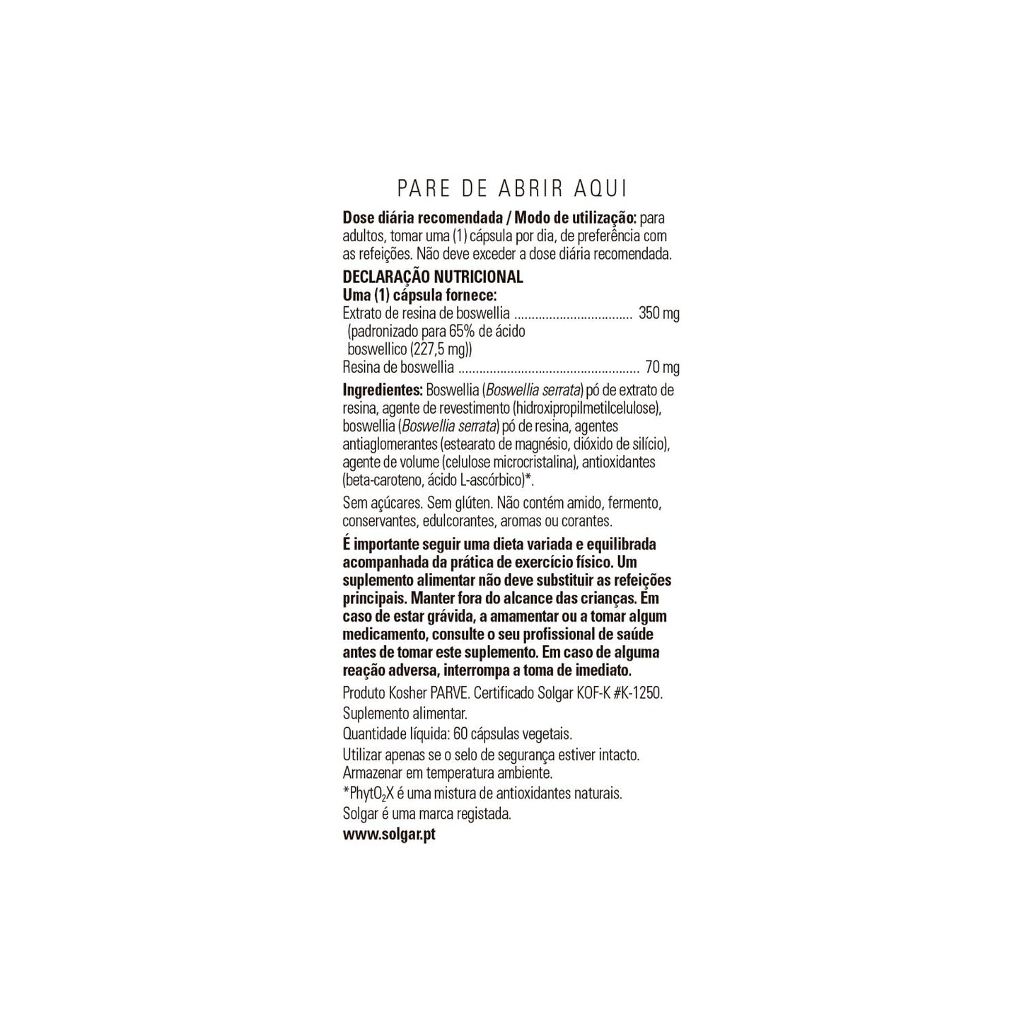 Solgar Boswellia Extracto de Resina 60vcaps