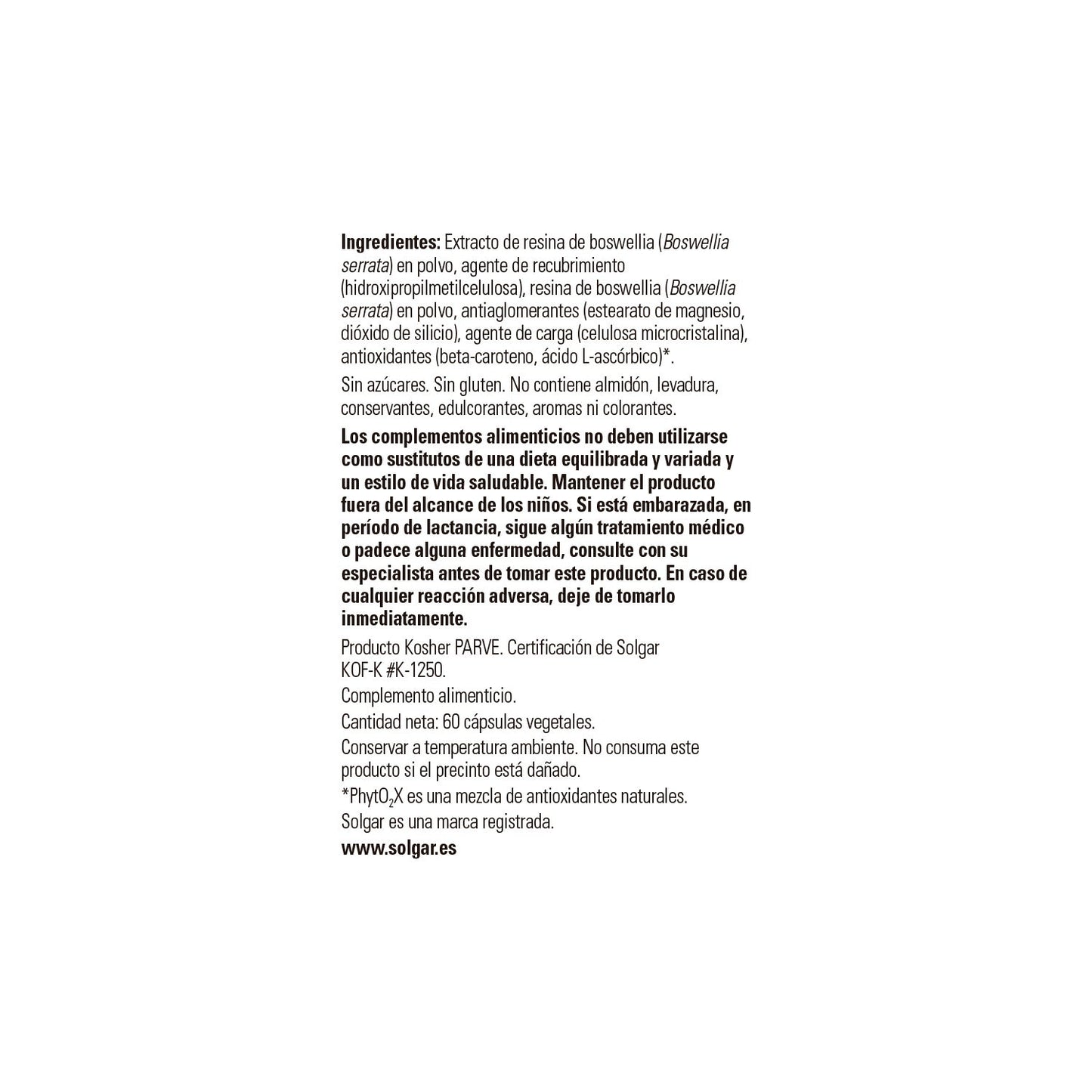 Solgar Boswellia Extracto de Resina 60vcaps