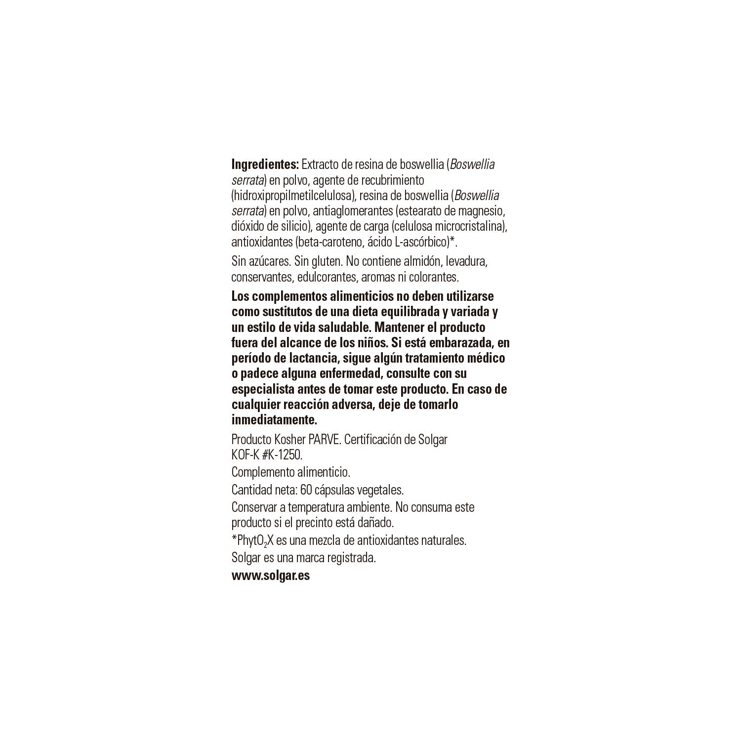 Solgar Boswellia Extracto de Resina 60vcaps