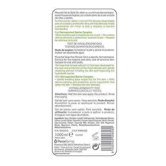 Mussvital Dermactive Gel de Baño Piel Sensible 750ml