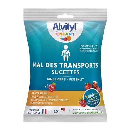 Alvityl Piruletas Mareo en Transportes Sabor Fresa y Cola 10 uds
