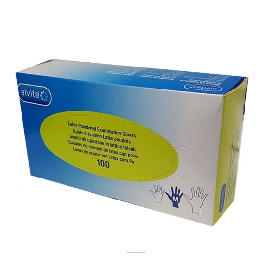 Alvita guantes Latex Sin Polvo Talla M 100 uds