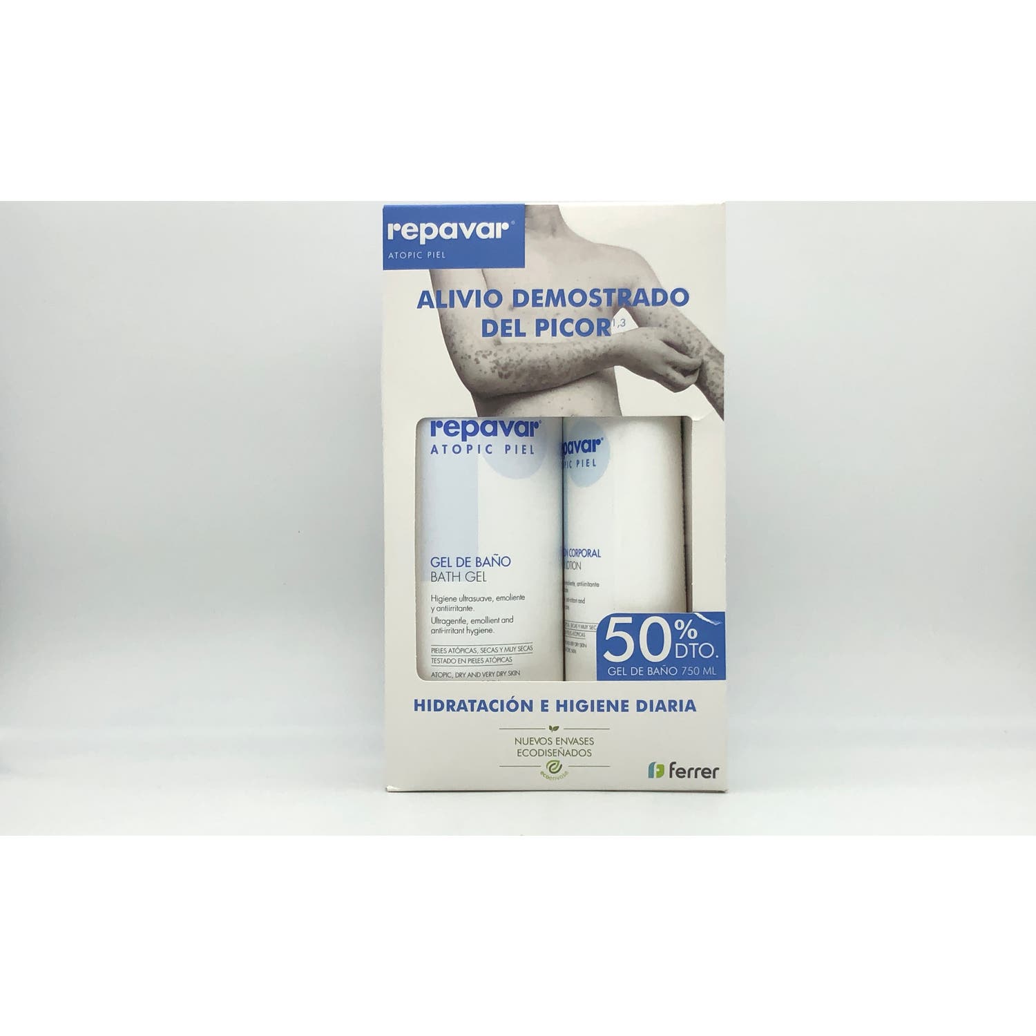 Repavar Atopic Piel Pack de Loción de 500ml + Gel de 750ml