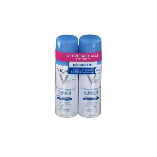 Vichy Desodorante Mineral Sin Sales de Aluminio 48h Spray 2x125ml