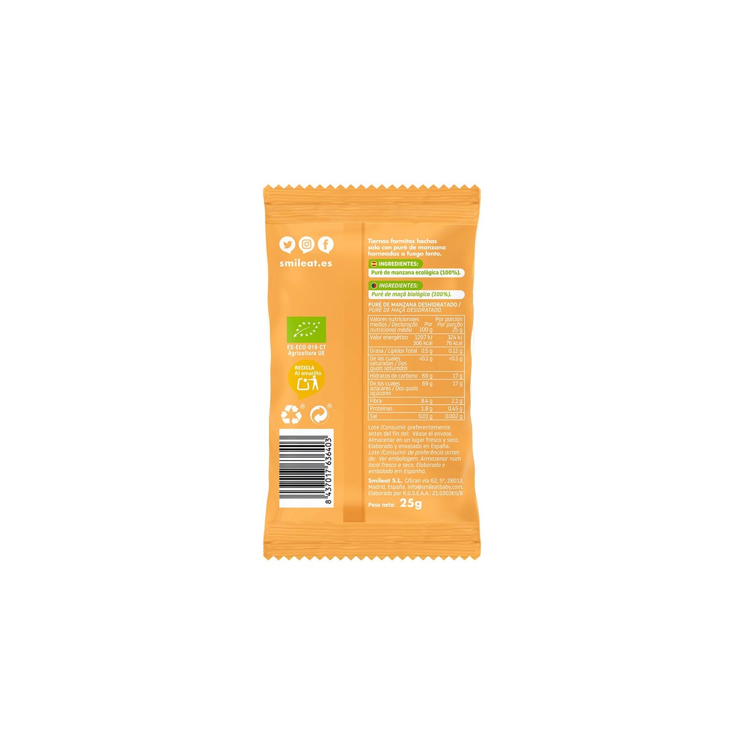 Smileat Triboo Snack Ecológico de Manzana 25g