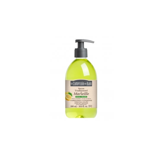 LE COMPTOIR DU BAIN Jabón de Marsella tradicional Jabón de limón y menta Frasco de 500 ml