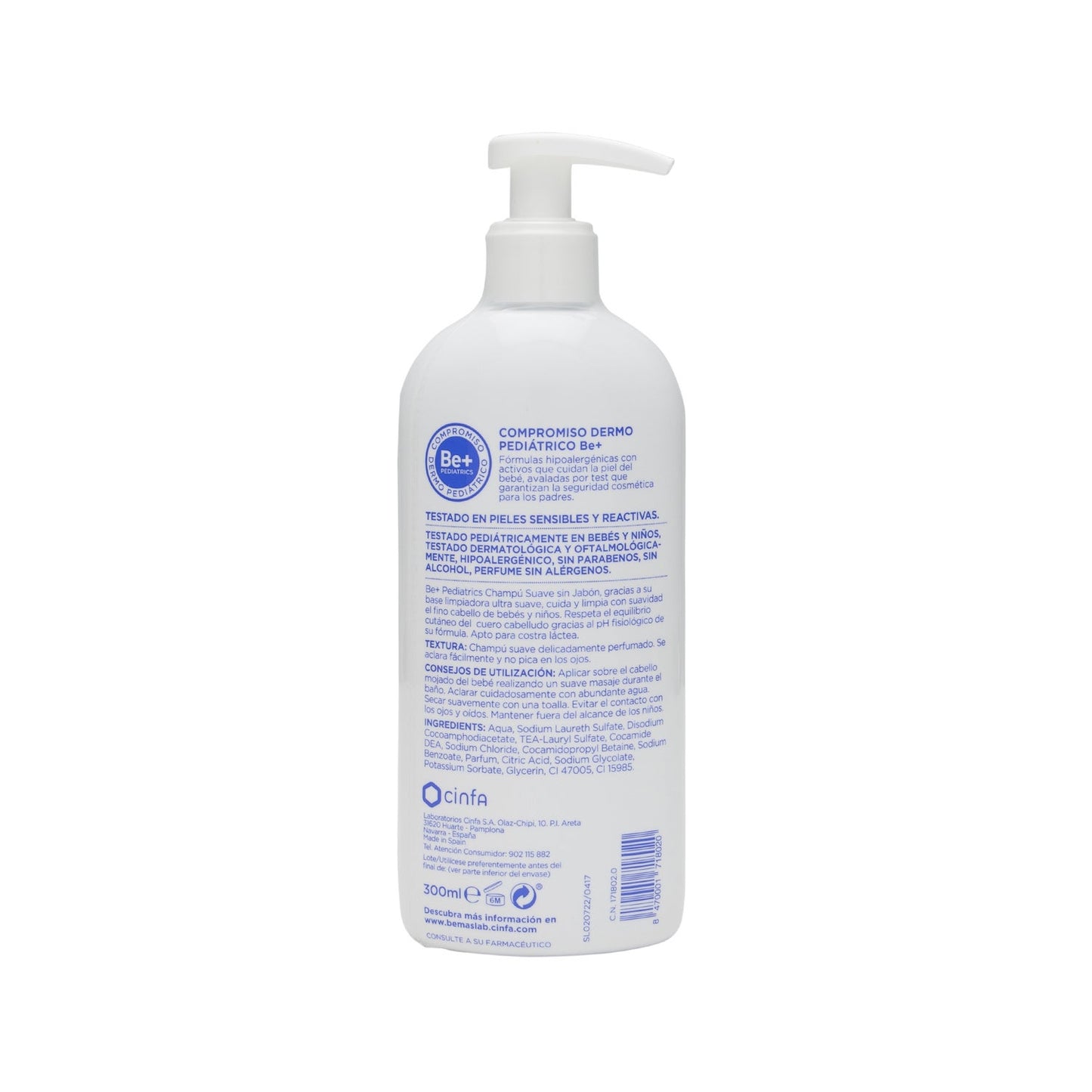 Be+ Pediatrics champú suave sin jabón 300ml