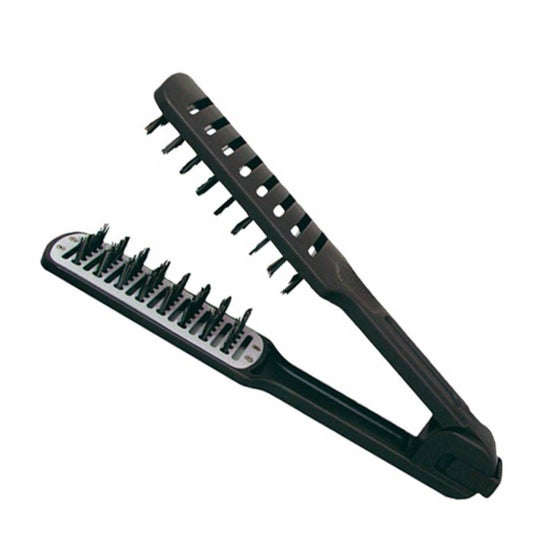 Cepillo para el Pelo Eurostil Doble Jabalí Alisado Secador Negro