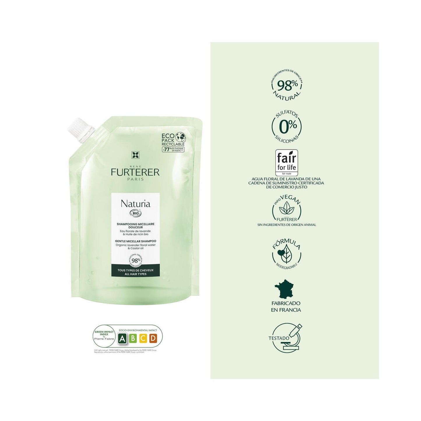 René Furterer Naturia Champú Micelar Suave Recarga 400ml