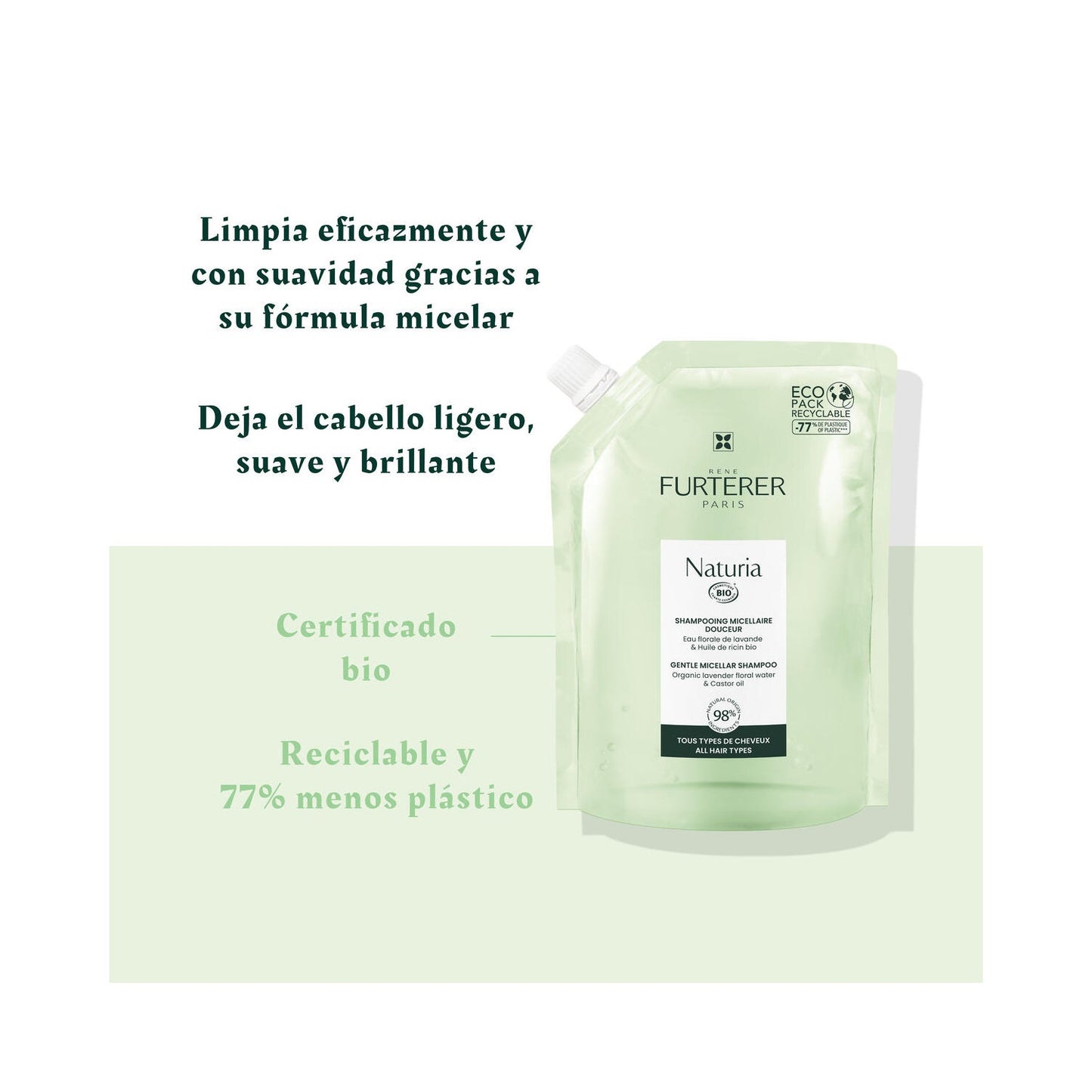 René Furterer Naturia Champú Micelar Suave Recarga 400ml
