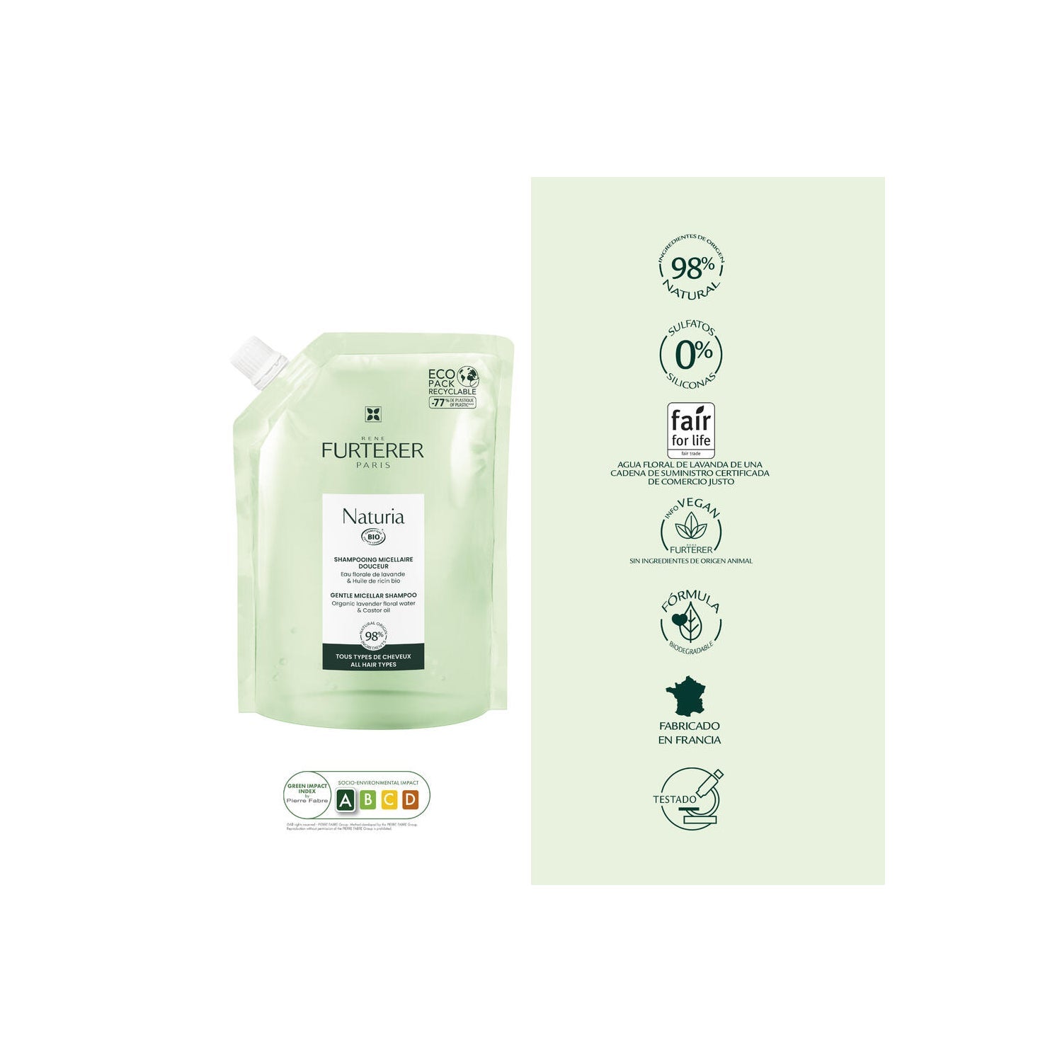René Furterer Naturia Champú Micelar Suave Recarga 400ml