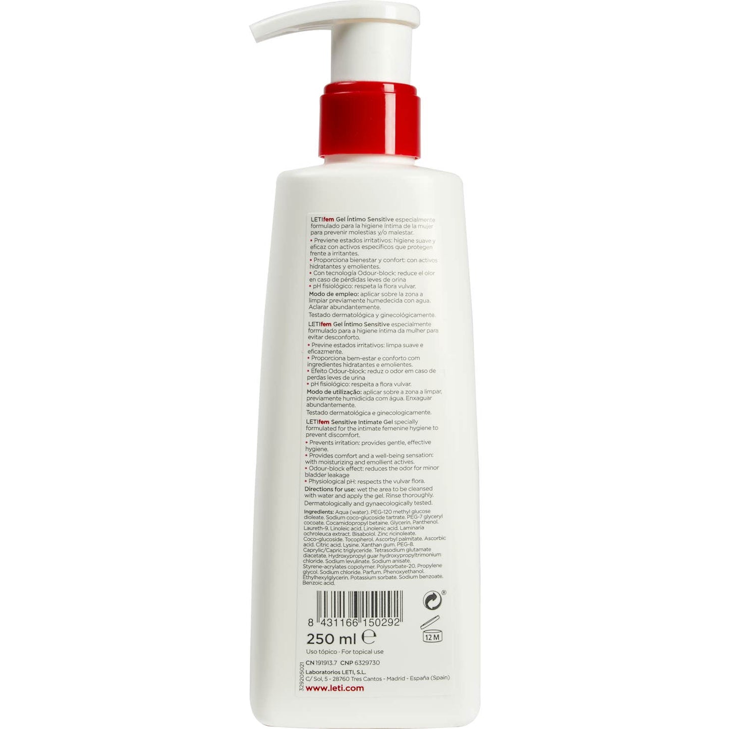 LetiFem Gel Íntimo Sensitive 250ml