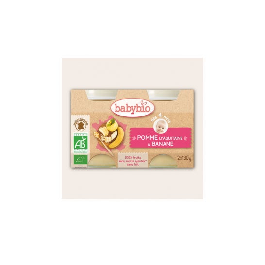 Babybio Organic Banana Apple Jars in 4 months 2x130g