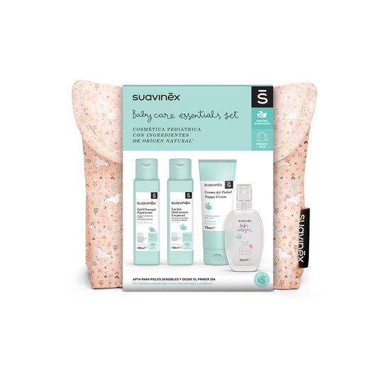 Suavinex Pack Neceser Tela Baby Care Essentials Rosa + 4 Productos